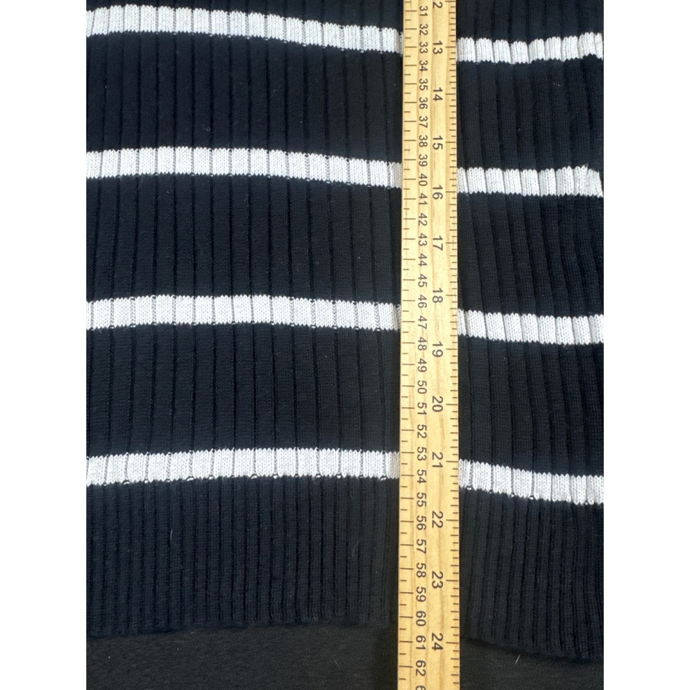Lauren Ralph Lauren Striped Ribbed Cotton Sweater XL Navy White Lobster Clasp - Picture 4 of 6